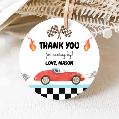 Race Car Thank You Blue Racing Red Boy Birthday Favor Tags