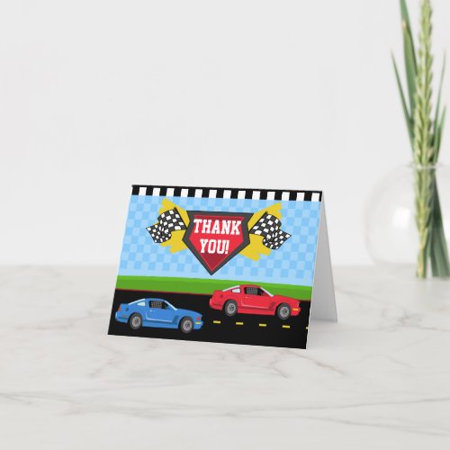 Race Car Thank You Card Folded Note Card