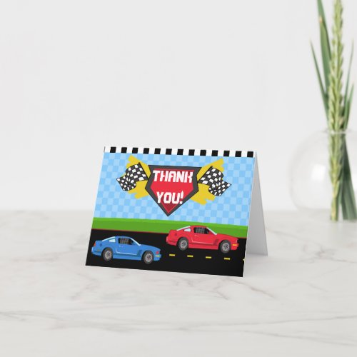 Race Car Thank You Card Folded Note Card