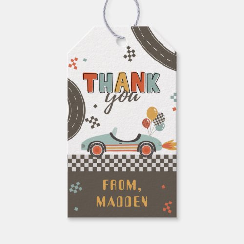 Race Car Thank You Card Gift Tags