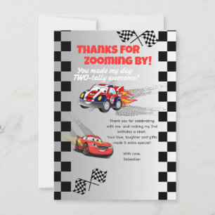 Race Car Thank You Card -Kids Birthday
