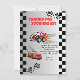 Race Car Thank You Card- Kids Birthday Card