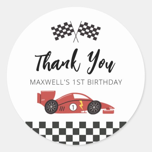 Race Car Thank You Sticker