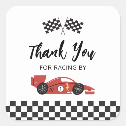 Race Car Thank You Sticker
