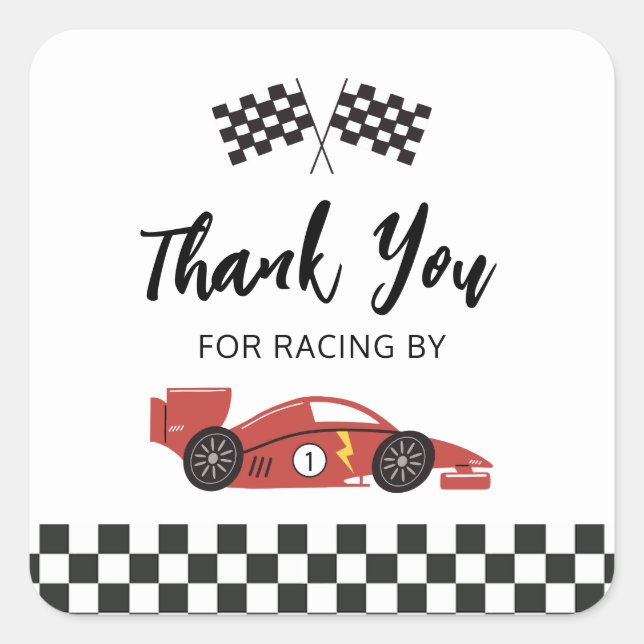Race Car Thank You Sticker (Front)