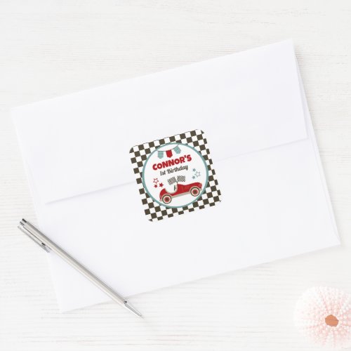 Race Car Theme Square Sticker