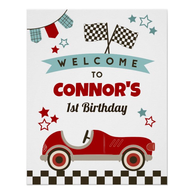 Race Car Theme Welcome Sign (Front)