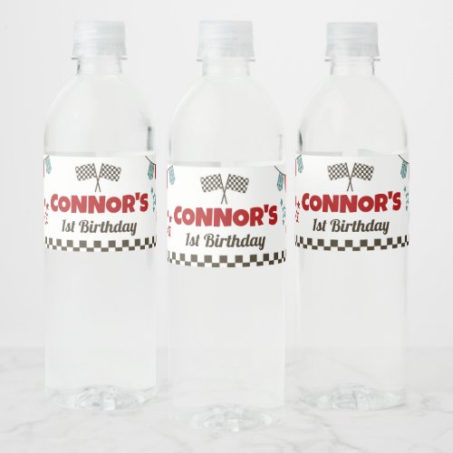 Race Car Theme Welcome Sign Water Bottle Label