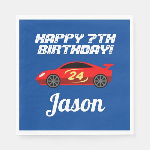 Race car themed napkins for kids Birthday party