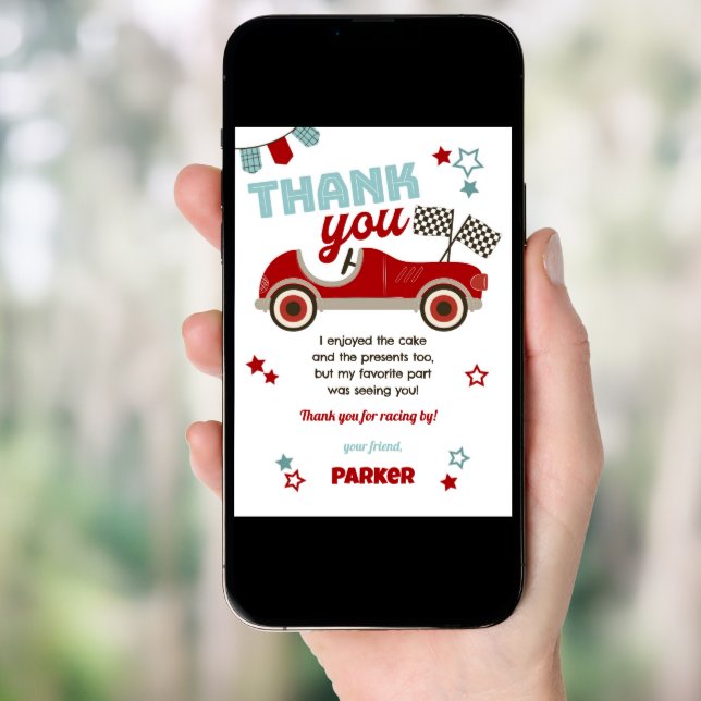 Race Car Themed Thank You Card (Front Digital)
