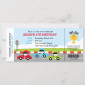 Race Car Ticket Birthday Invitations Boarding Pass (Front)
