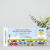 Race Car Ticket Birthday Invitations Boarding Pass (Standing Front)