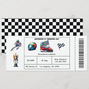 Race Car Ticket Birthday Party Invitation