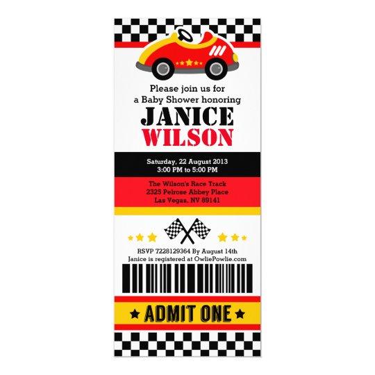 race car ticket pass baby shower party invitation zazzle com make your own boarding pass invitation