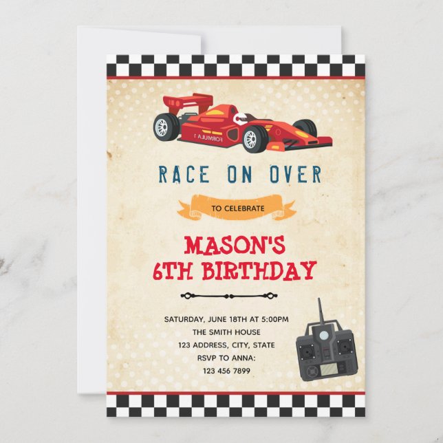 Race car toy birthday Invitation (Front)