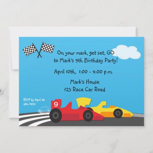 Race Car Track Birthday Invitation