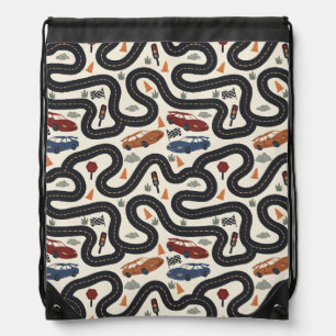 Race Car Track Drawstring Bag