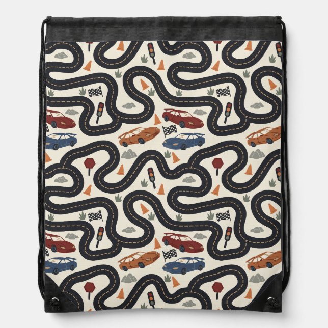 Race Car Track Drawstring Bag (Front)
