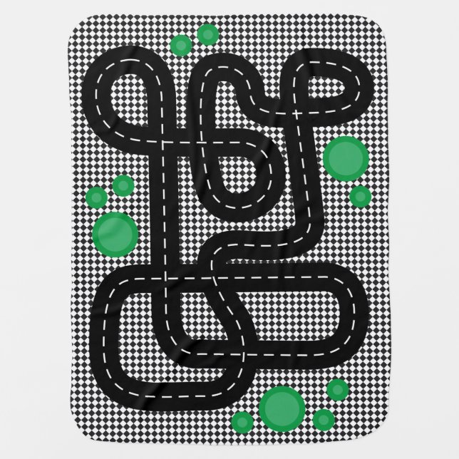 Race Car Track Kids Playmat Birth Milestones Baby Blanket (Front)