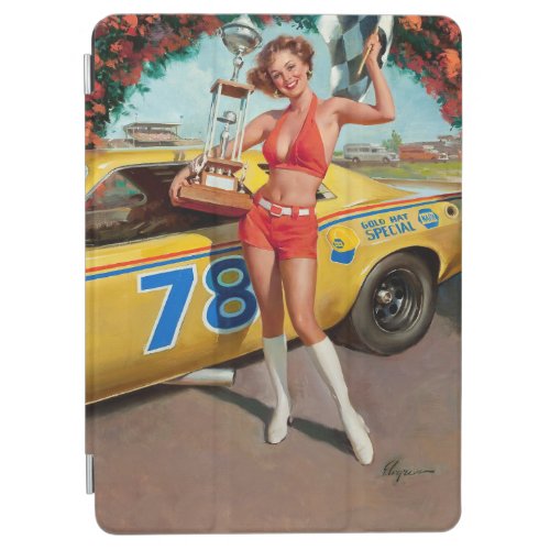 Race car trophy vintage pinup girl iPad air cover