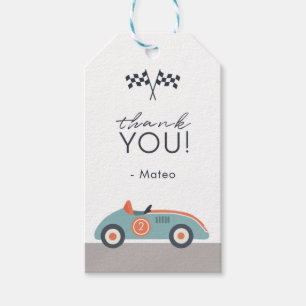 Race Car Two Fast 2 Curious Birthday Thank you Gift Tags