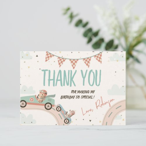 Race Car Two Fast Baby Shower Thank You Card