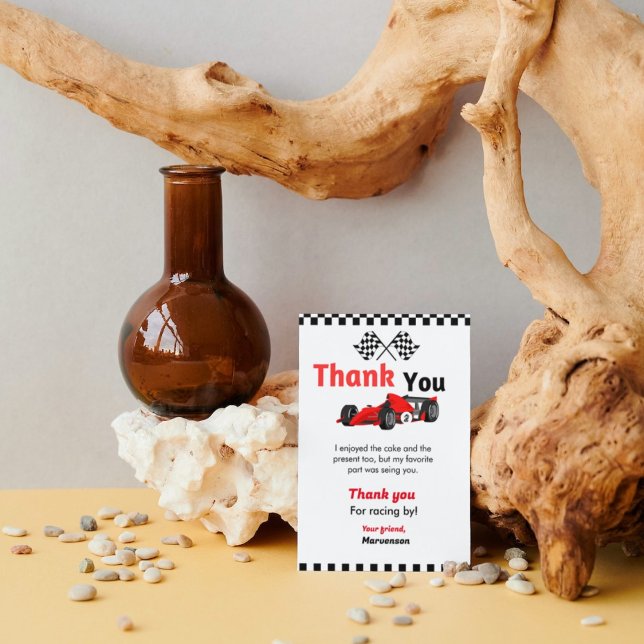 Race car two fast  birthday party thank you card (Creator Uploaded)