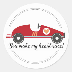Race car Valentine sticker   Love quote
