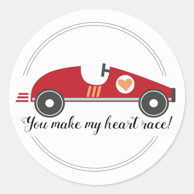 Race car Valentine sticker | Love quote (Front)
