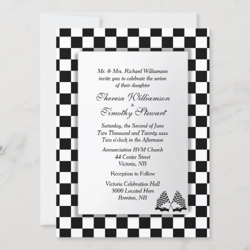 Race Car Wedding Theme  Invitation