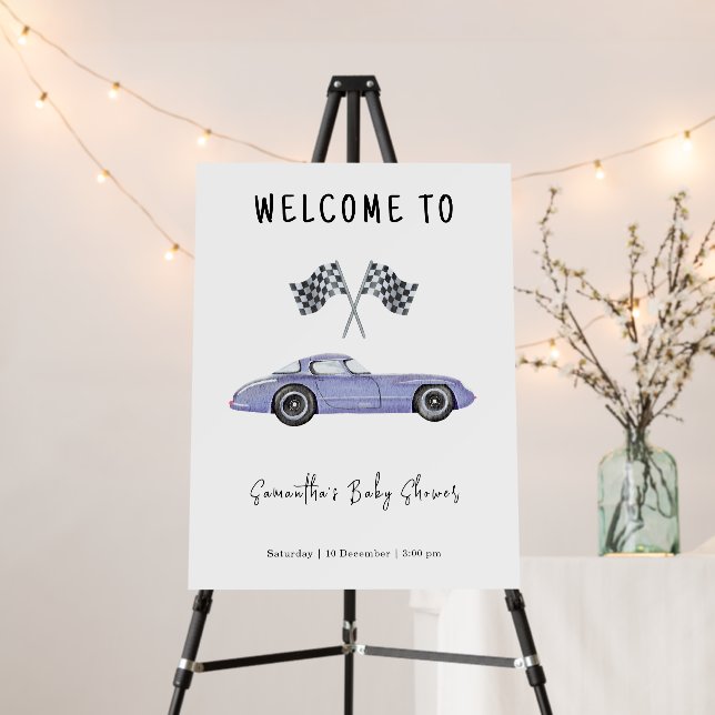 Race Car Welcome Baby Shower Foam Board (In Situ (Stand))