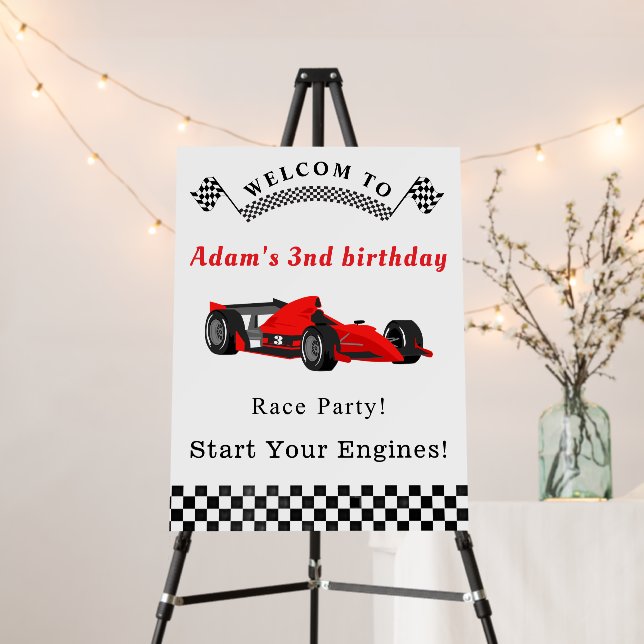Race Car Welcome Sign – Adam’s 3rd Birthday (In Situ (Stand))