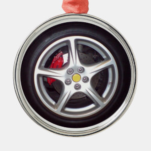 Race Car Wheel Metal Ornament