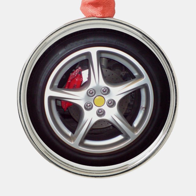 Race Car Wheel Metal Ornament (Front)
