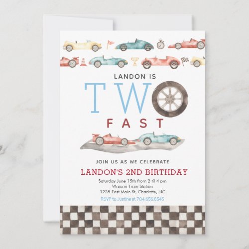 Race Card Birthday Invitation