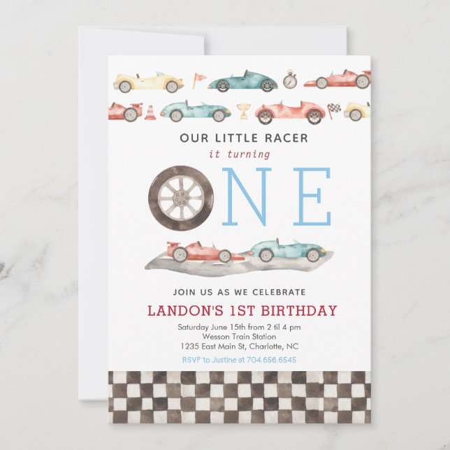 Race Card Birthday Invitation (Front)