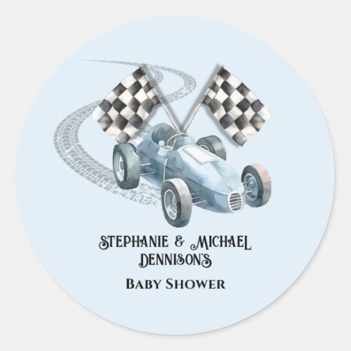 Race Care Baby Shower  Classic Round Sticker