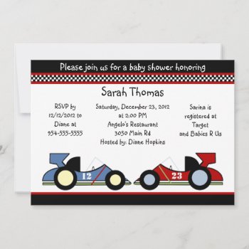 Race Cars Baby Shower/birthdayinvitations Invitation by Personalizedbydiane at Zazzle