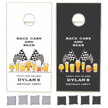 Race Cars & Beer Checkered Flag Raceday Birthday