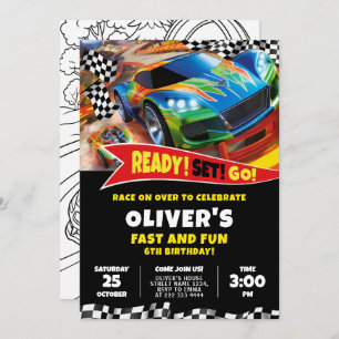 Race Cars Birthday Invitation