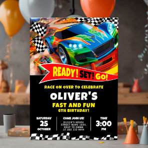 Race Cars Birthday Invitation