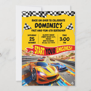 Race Cars Birthday Invitation