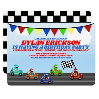 Race Cars Birthday Party Invitation