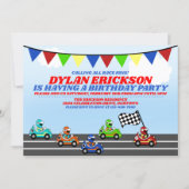 Race Cars Birthday Party Invitation (Front)
