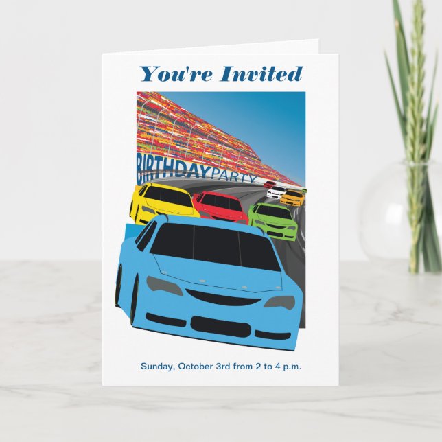 Race Cars Birthday Party Invitation - Editable (Front)