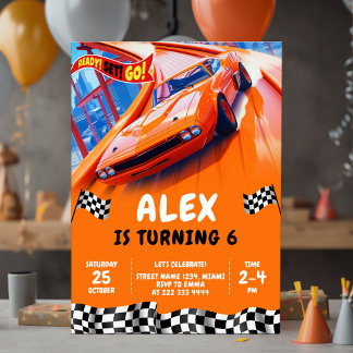 Race Cars Birthday Turbo wheels Invitation