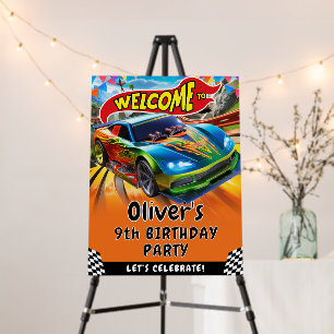 Race Cars Birthday Welcome Sign