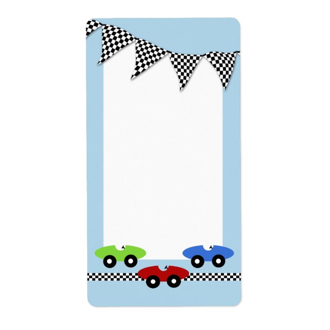Race Cars Book Tags Baby Blue (Front)