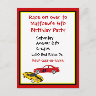 Race Cars Boy's Birthday Invitation
