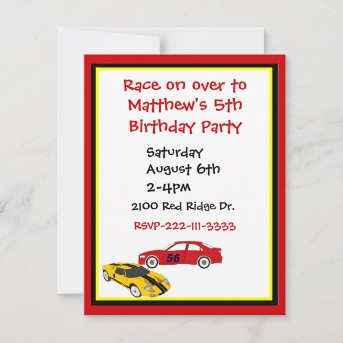 Race Cars Boy's Birthday Invitation